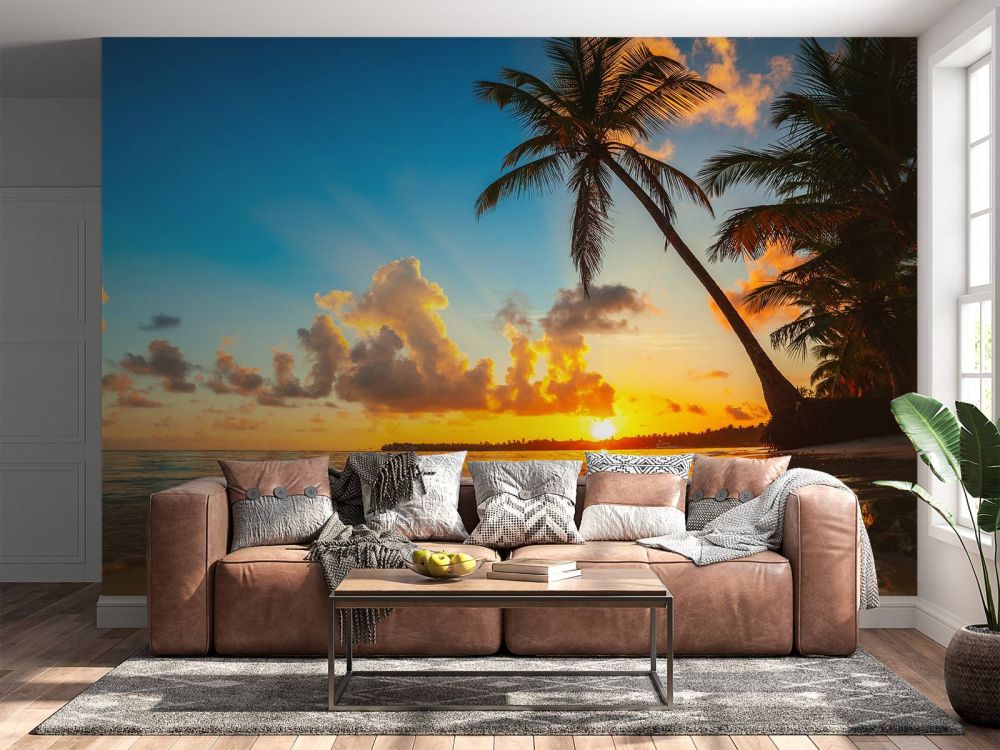 Zonsondergang met palmbomen