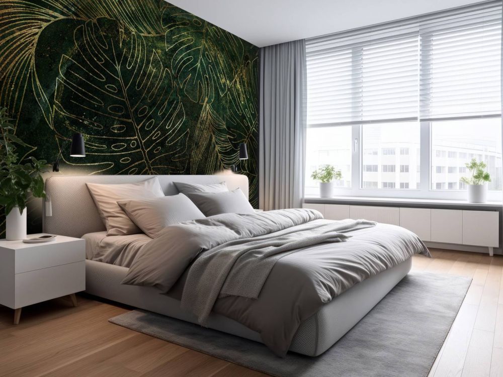 Groene structuur met gouden bladeren