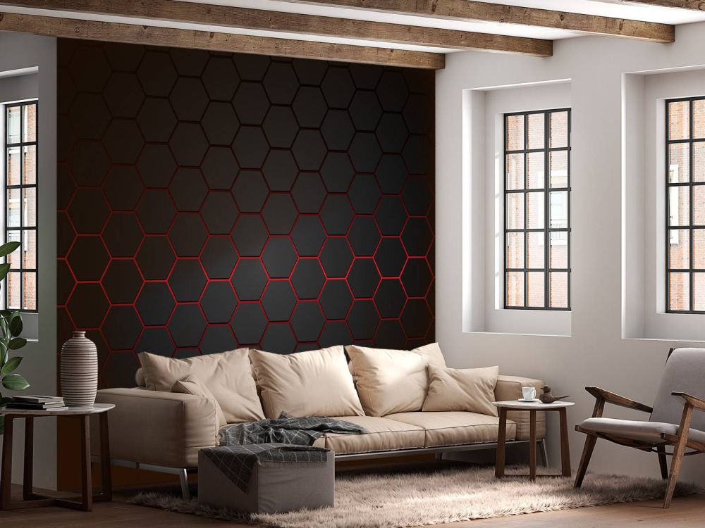 Rood gloeiende hexagons