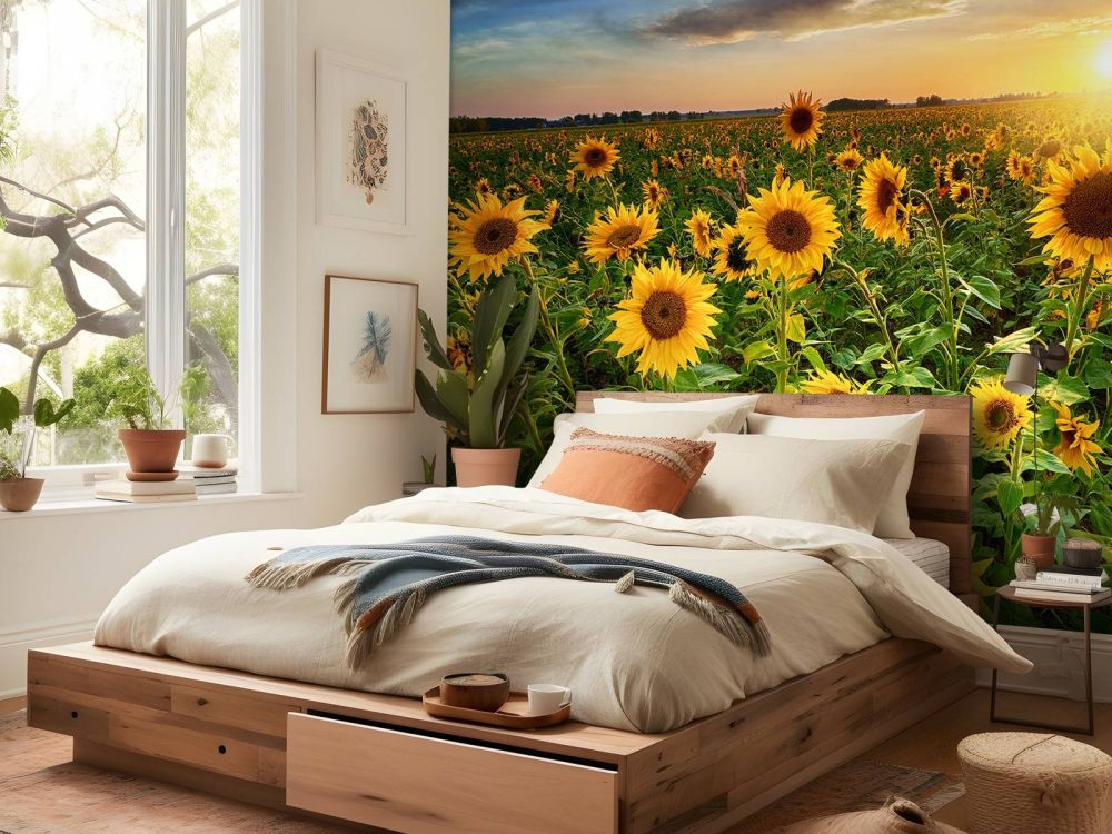 Prachtig veld zonnebloemen