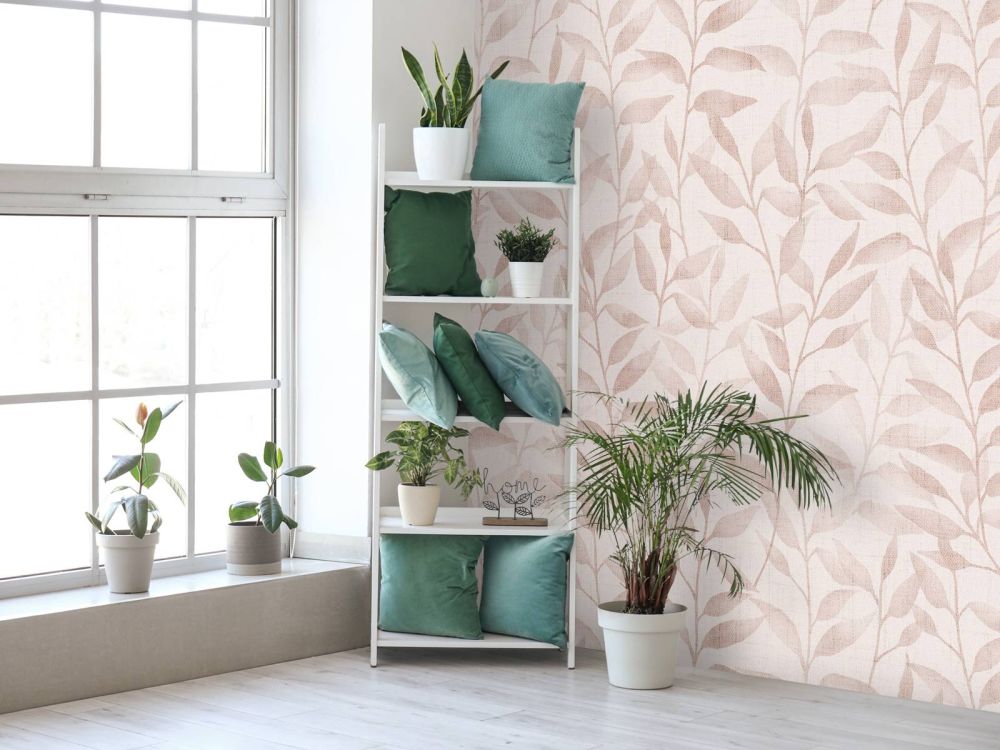 Japandi climbing leaves - soft terracotta