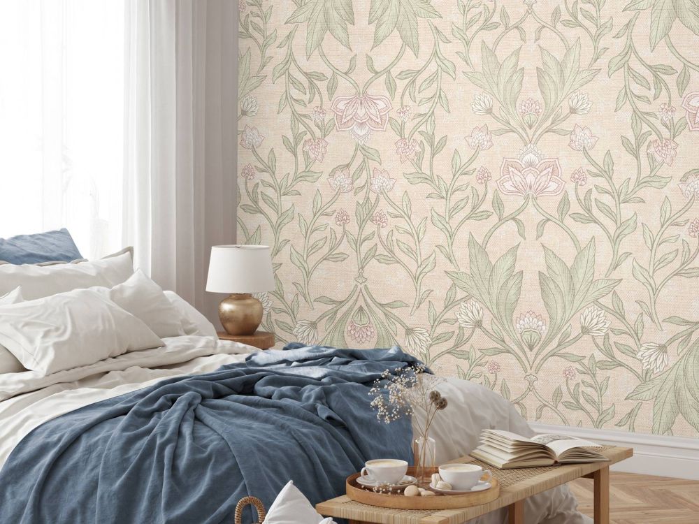 Morris bloemen damask - peach fuzz