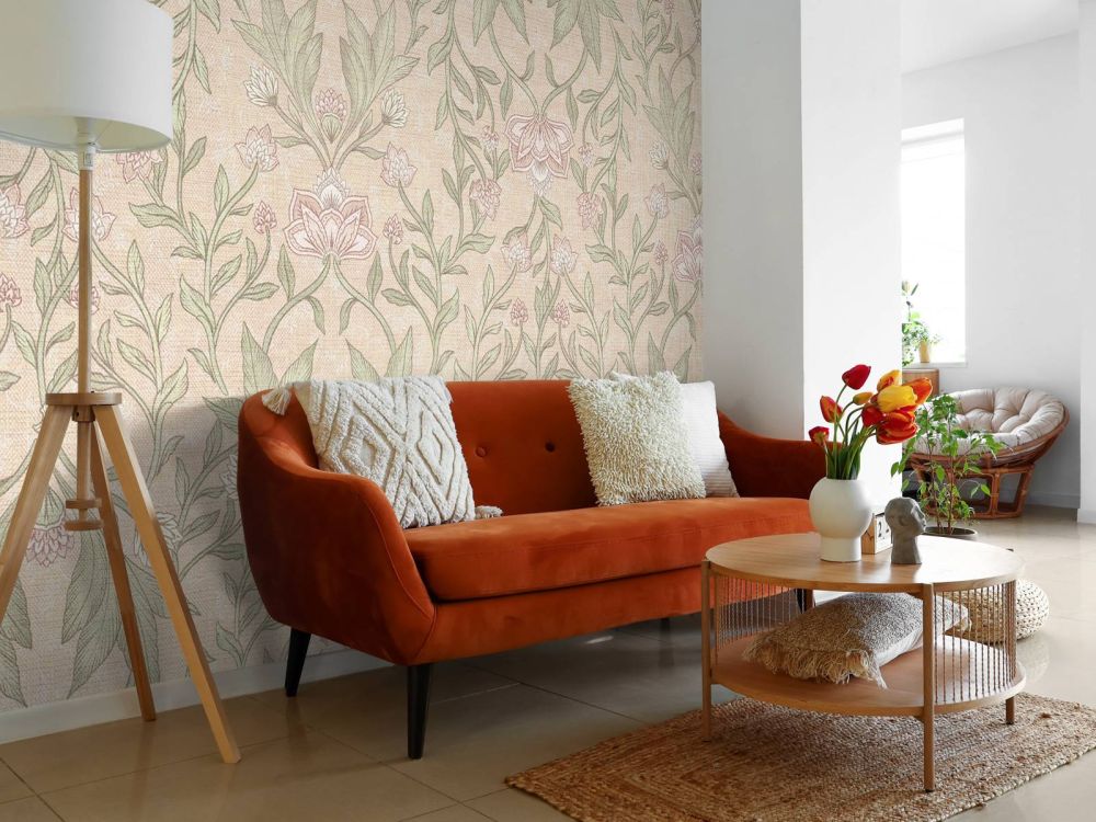 Morris bloemen damask - peach fuzz