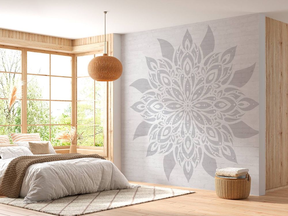 Zachtgrijze Mandala Bloem