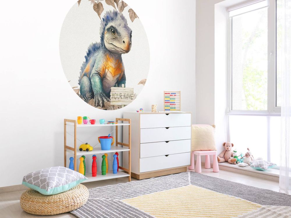 Baby ankylosaurus in de jungle taupe