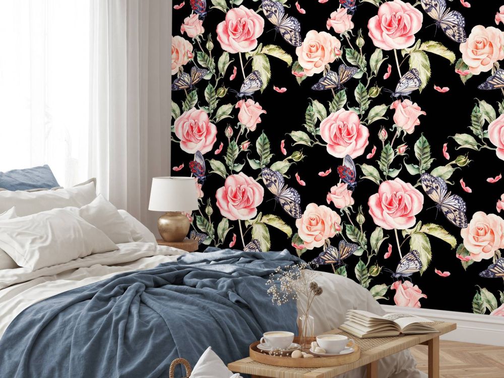 Bloemen en vlinders van waterverf