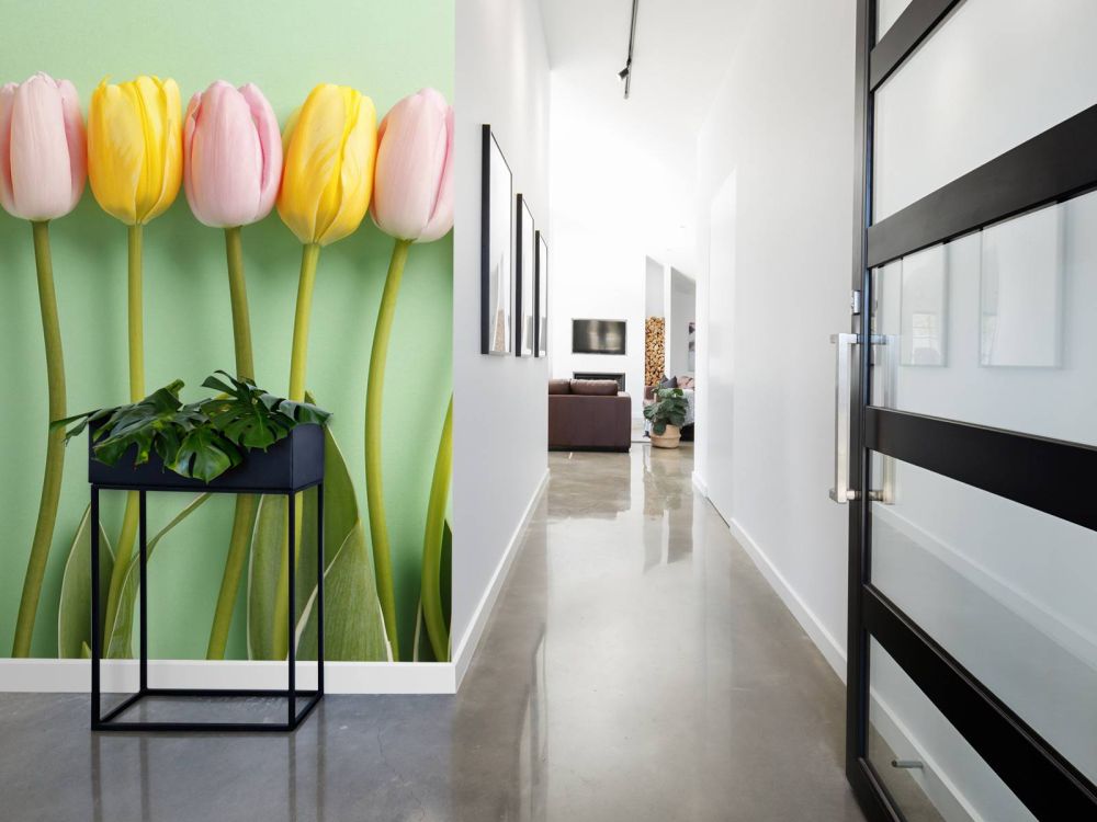 Tulpen op mintgroene achtergrond