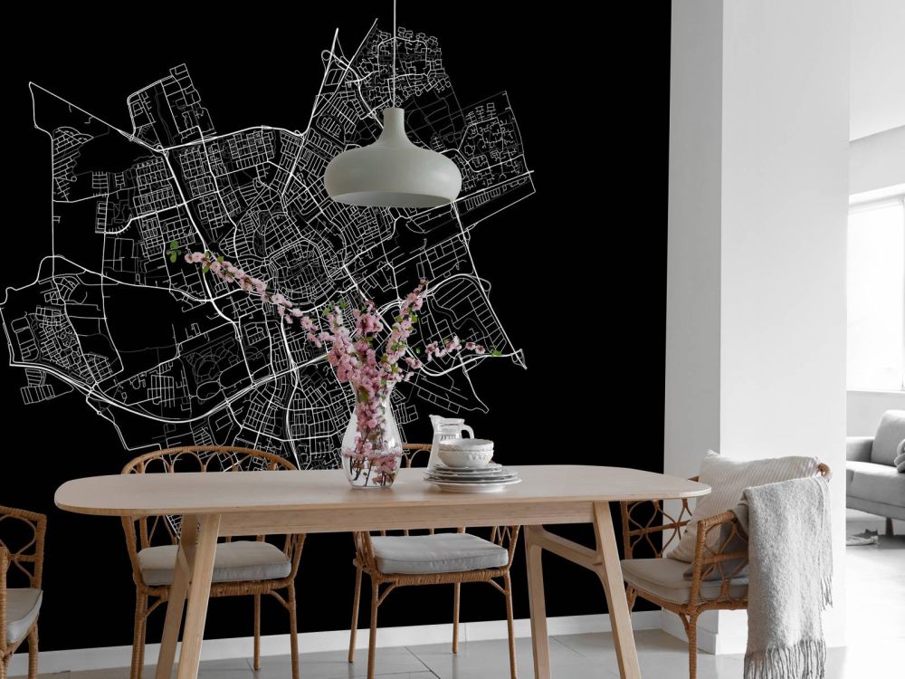 Plattegrond van Groningen, zwart