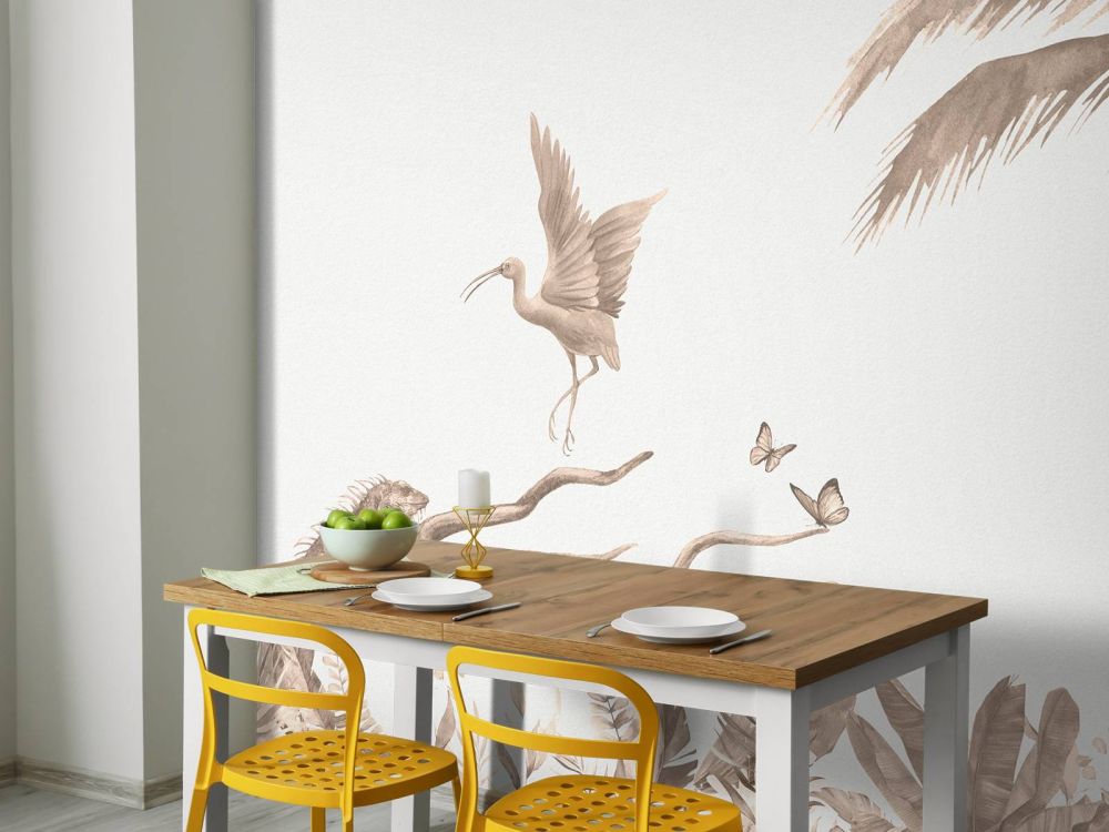 Tak met jungle dieren in taupe