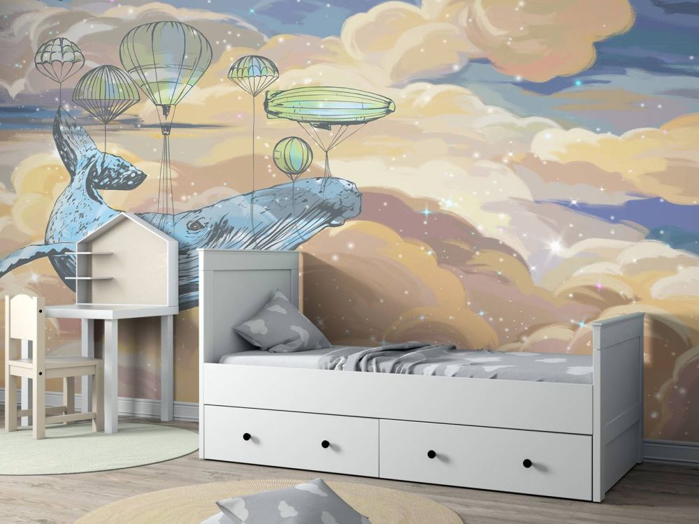 Walvis met zijn luchtballonnen