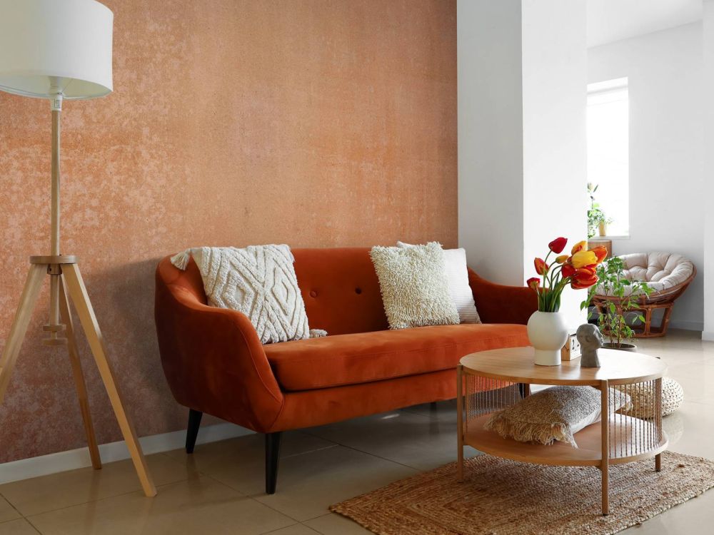 Terracotta beton met vegen