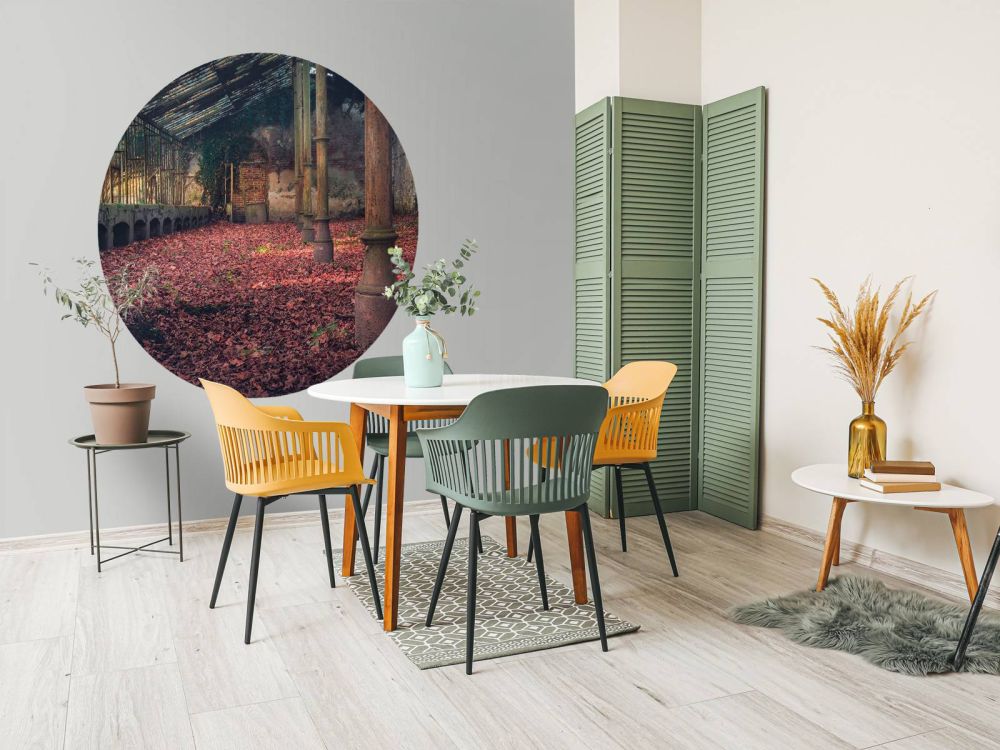 Verlaten huis met bladeren