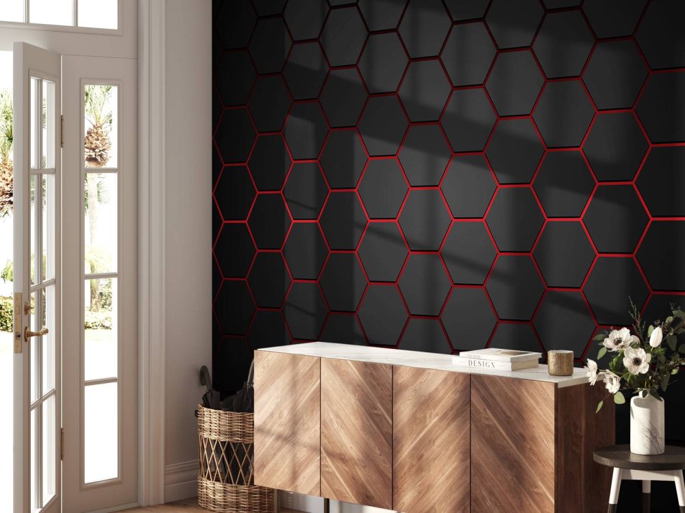 Rood gloeiende hexagons