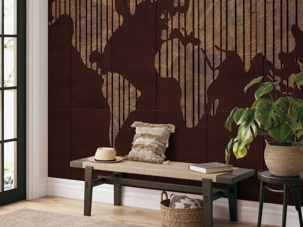 Wereldkaart met hout structuur