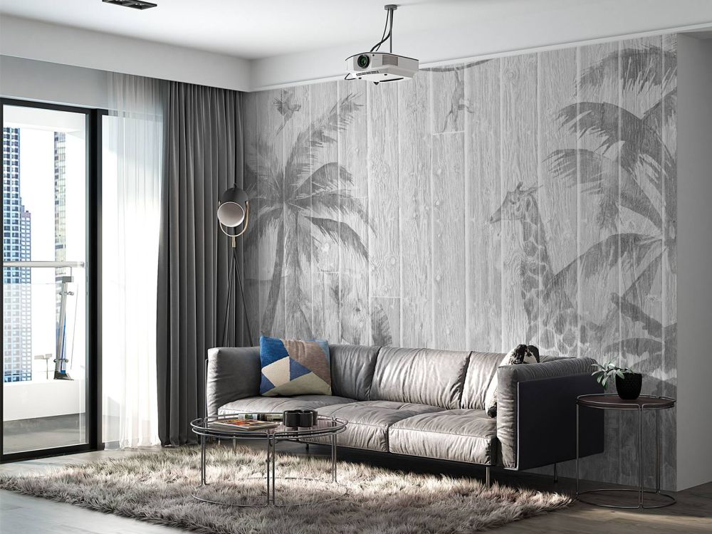 Vrolijke jungle dieren op hout