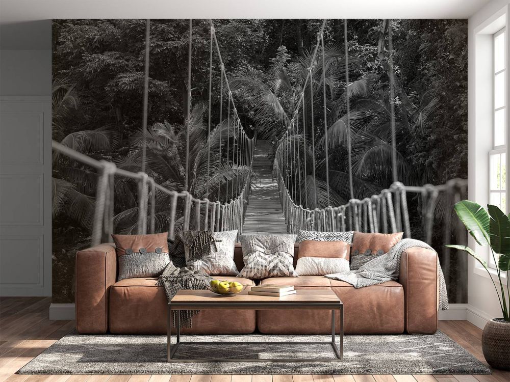Houten brug tussen de palmbomen