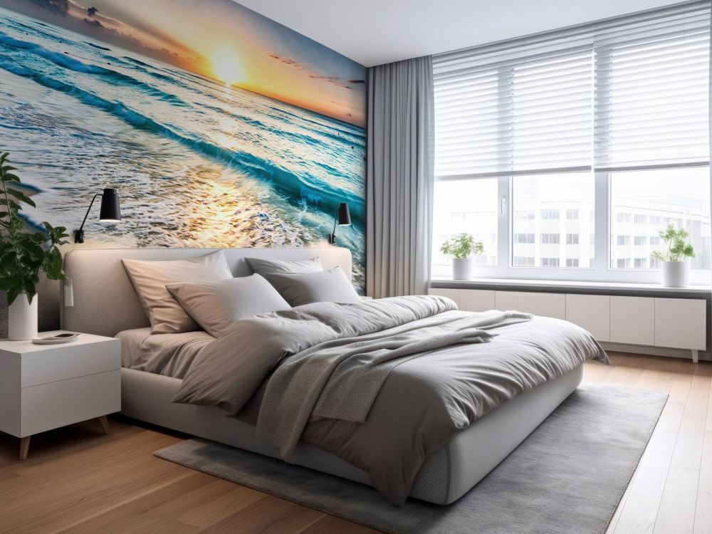 Behang met zonsondergang boven zee