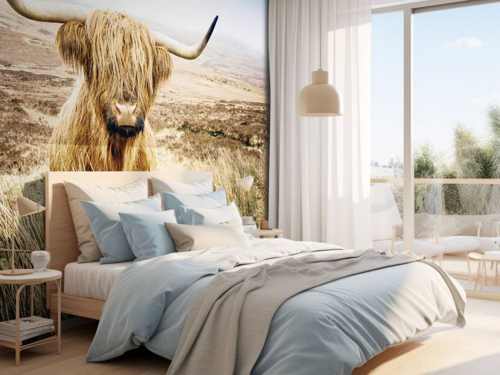 Schotse hooglander met riet