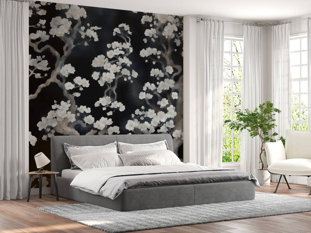 Wonderful blooming forest - black