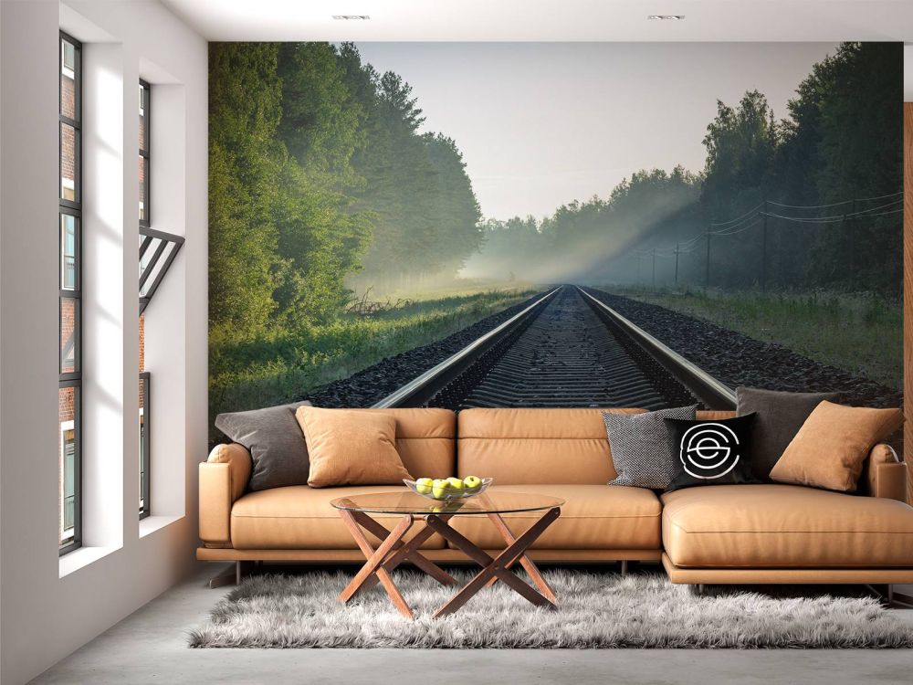 Treinrails door het bos