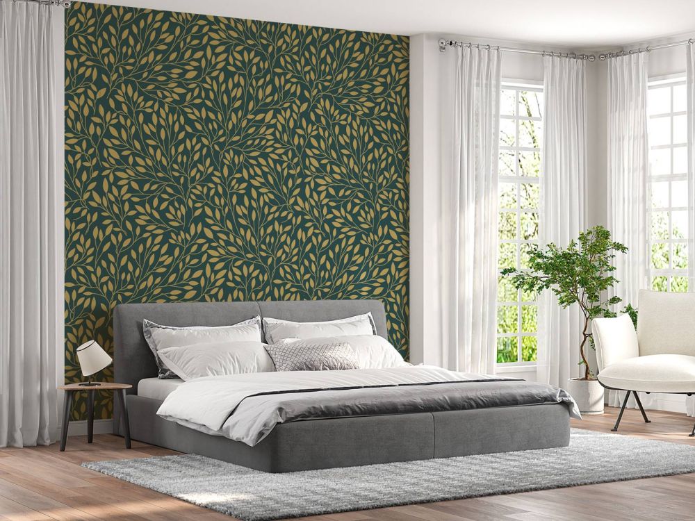 Luxe bloemenpatroon geelgoud
