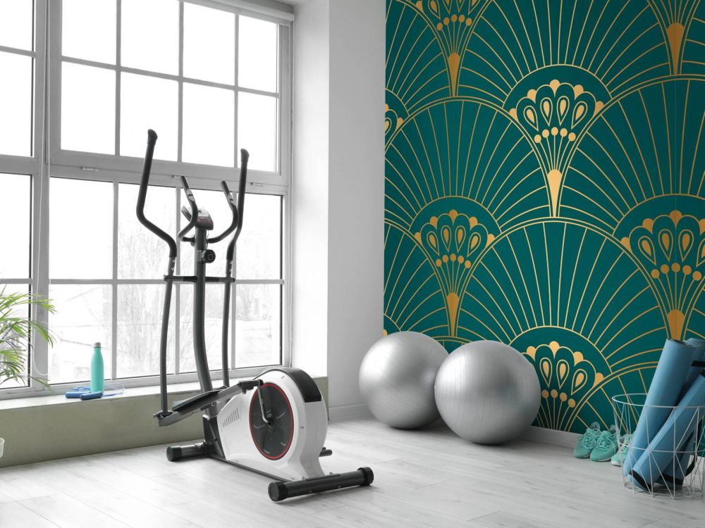 Art Deco waaier in Teal