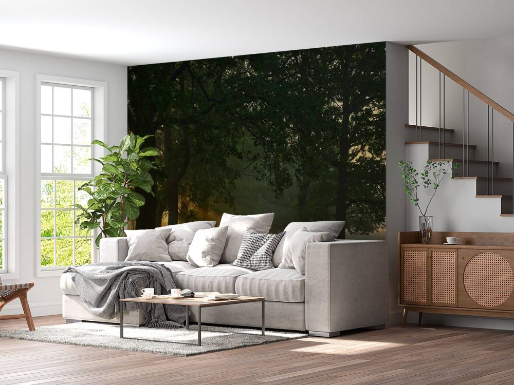 Oneindig pad met bomen