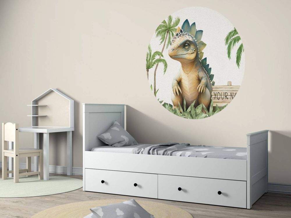 Baby stegosaurus in de jungle