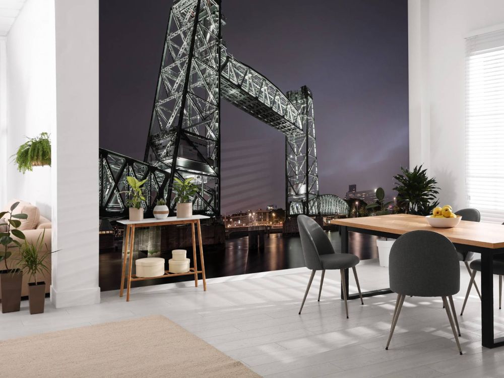 Voormalige spoorbrug De Hef in Rotterdam in kleur 