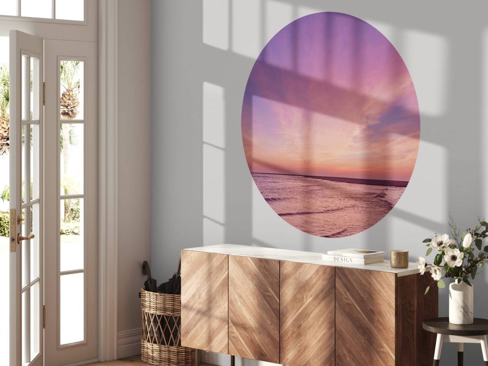 Strand met roze zonsondergang