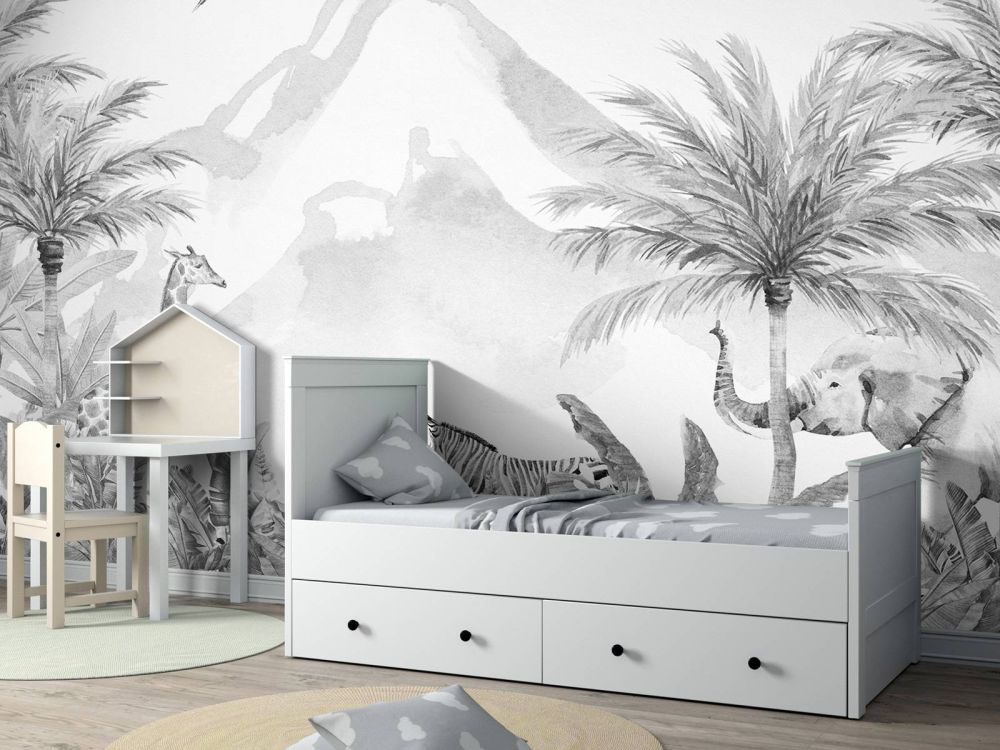 Jungle dieren in zwart-wit