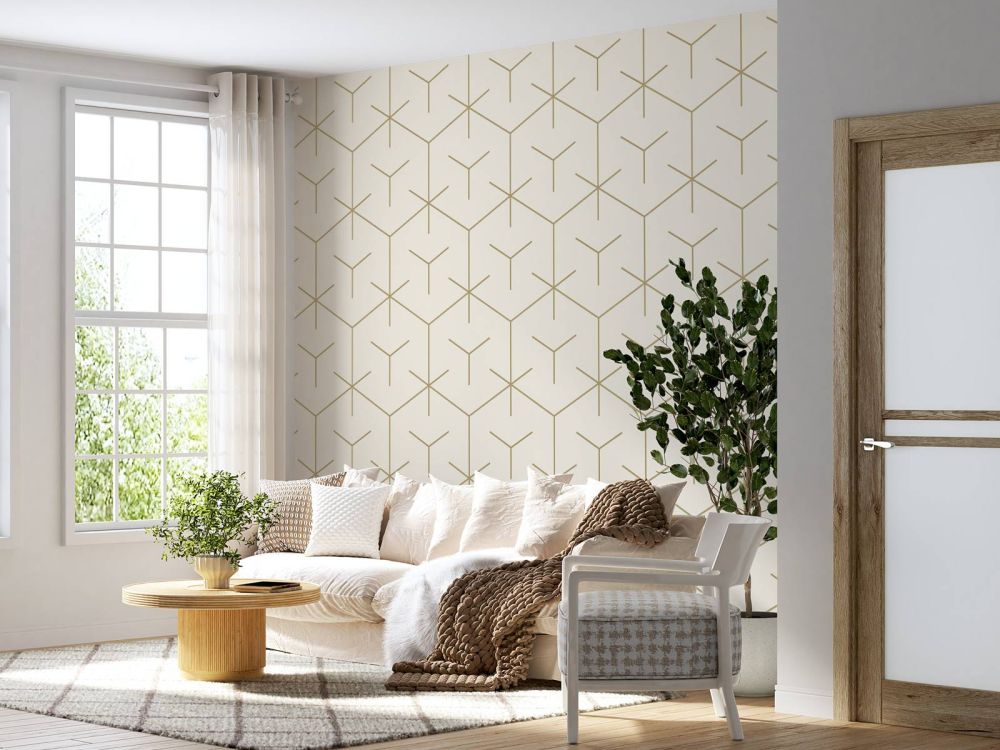Geometrische hexagons, wit