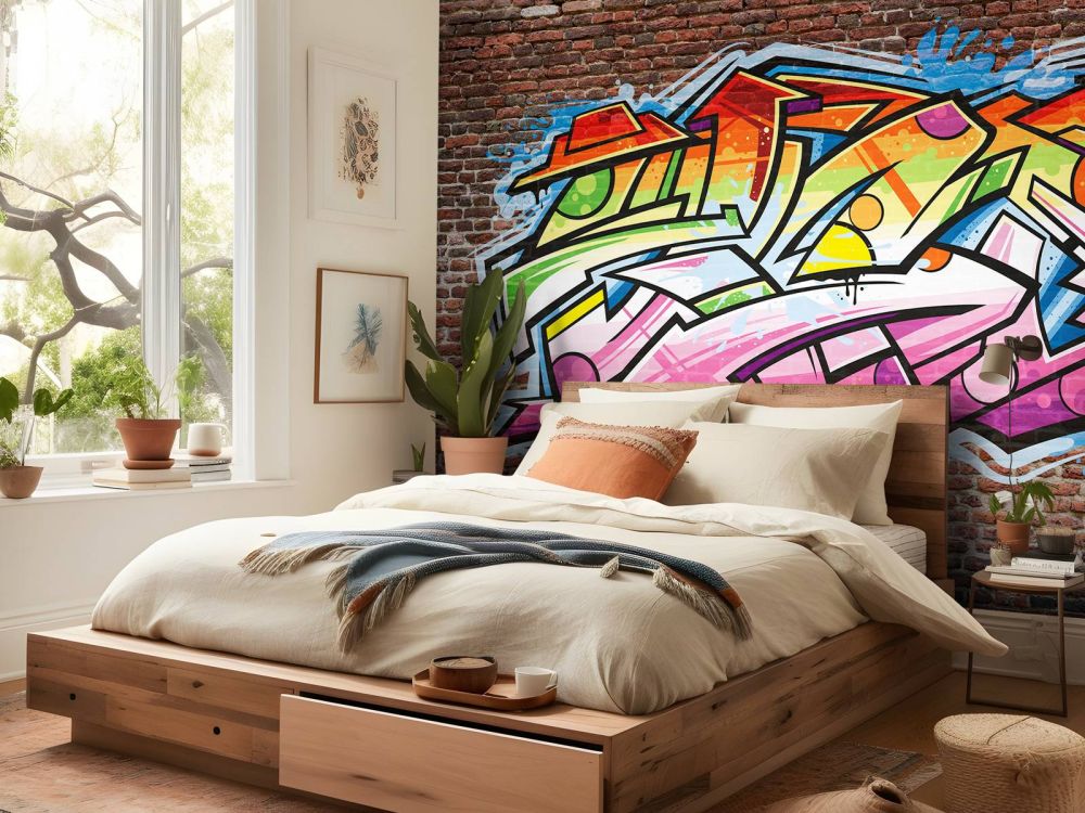 Graffiti op rode bakstenen