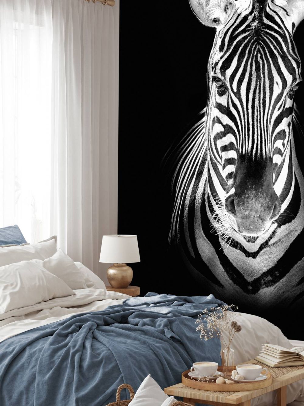 Close-up zebra zwart-wit