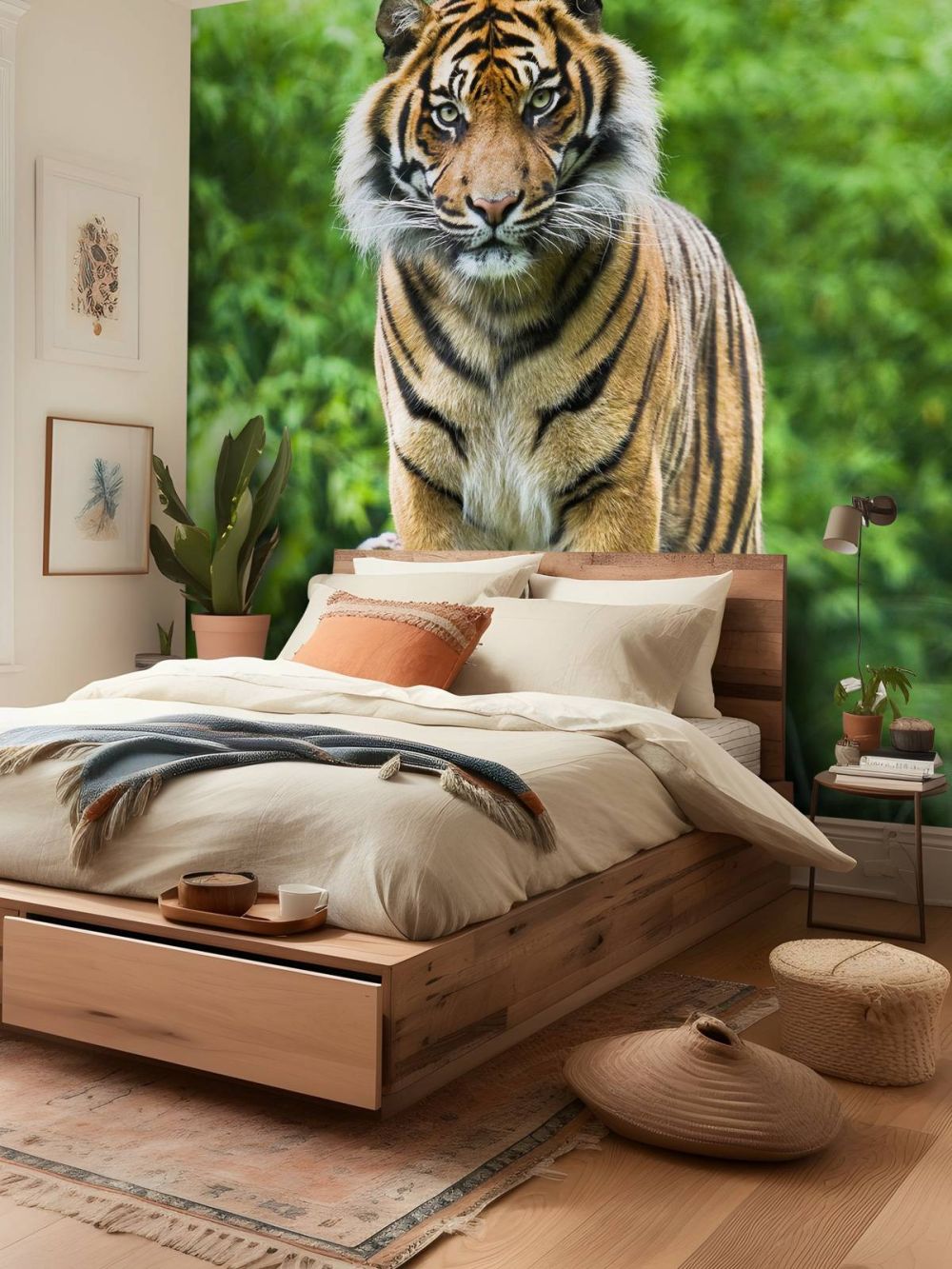 Tijger die op een steen staat