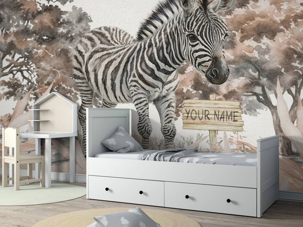 Jonge zebra in de natuur taupe