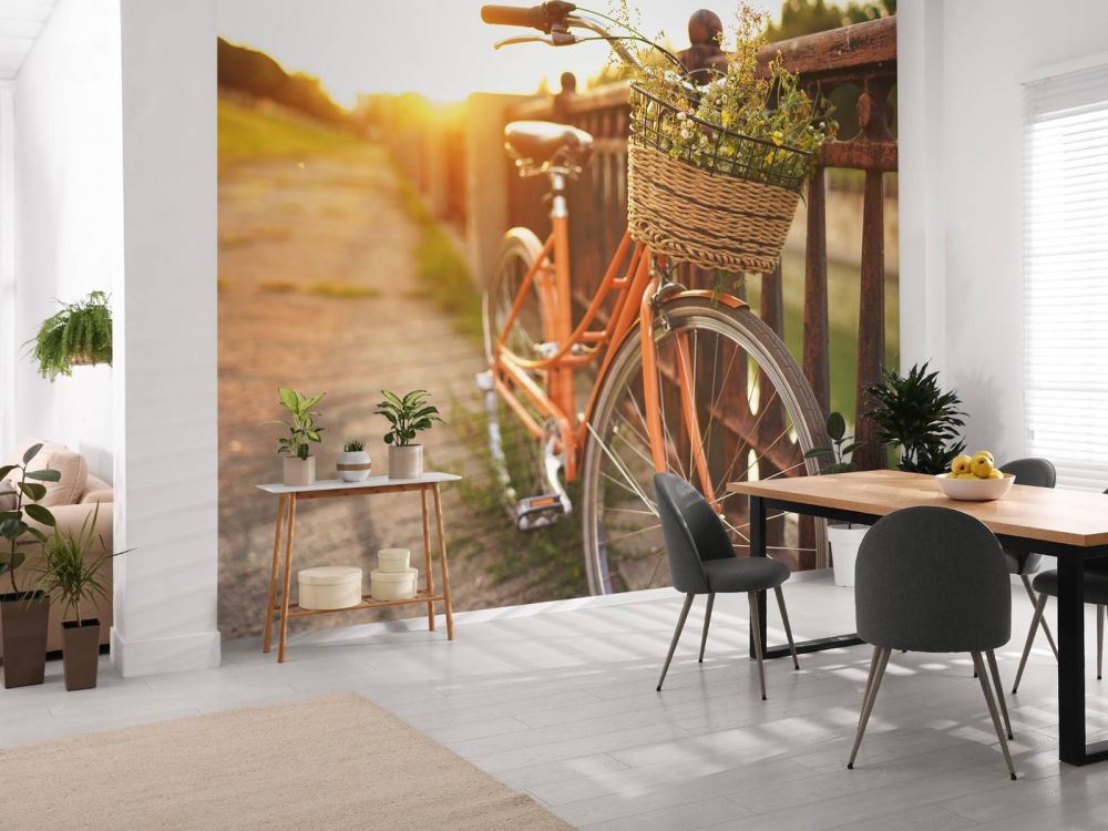 Rode fiets met mandje