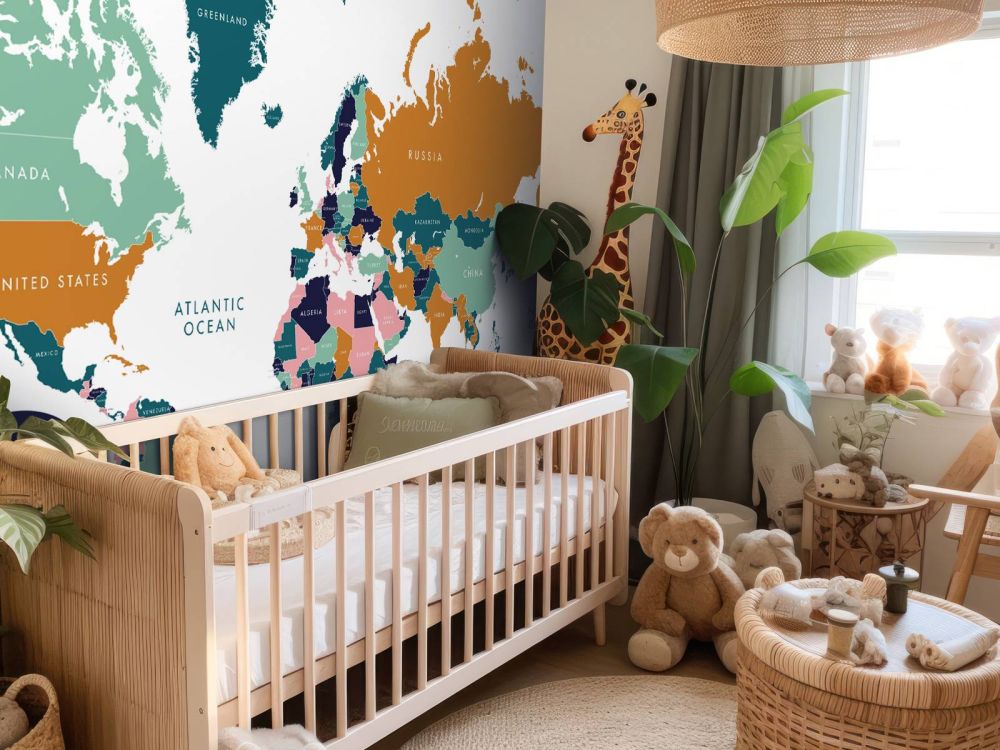 Wereldkaart met oceaan dieren