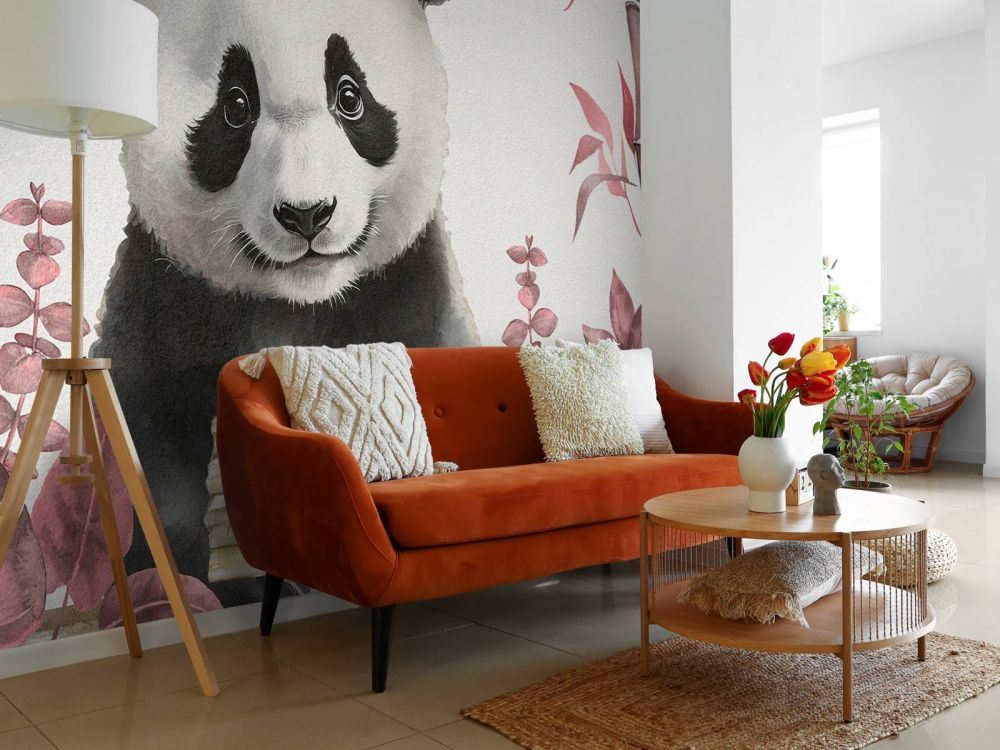 Baby panda in de jungle roze
