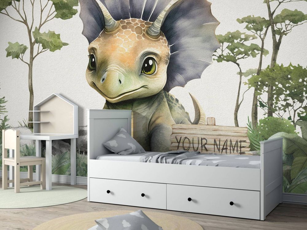 Baby triceratops in de jungle