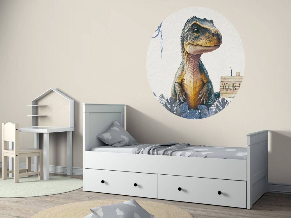 Baby t-rex in de jungle blauw