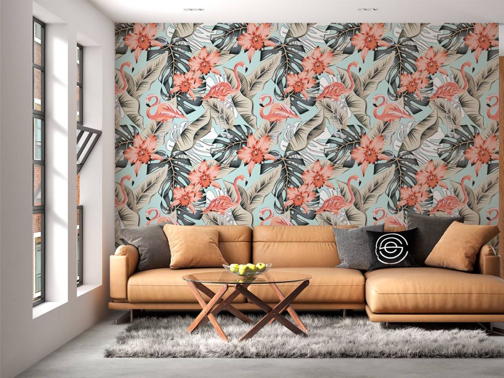 Tropische roze flamingo
