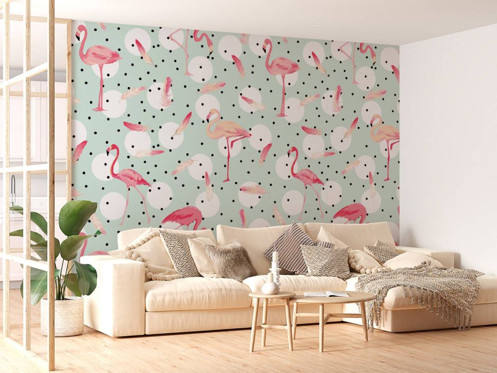 Flamingo's en veren