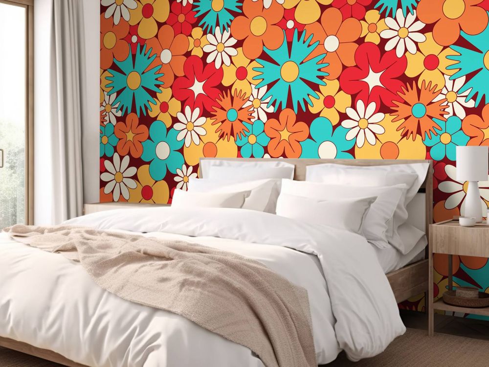 Vrolijke retro bloemen