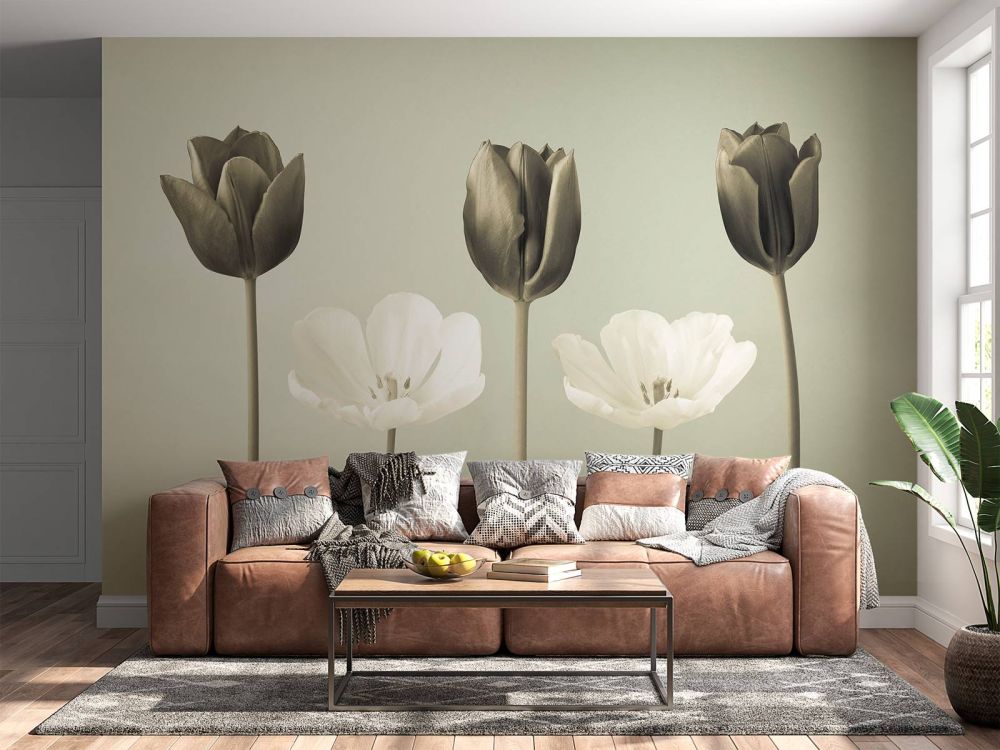Tulpen in een rij