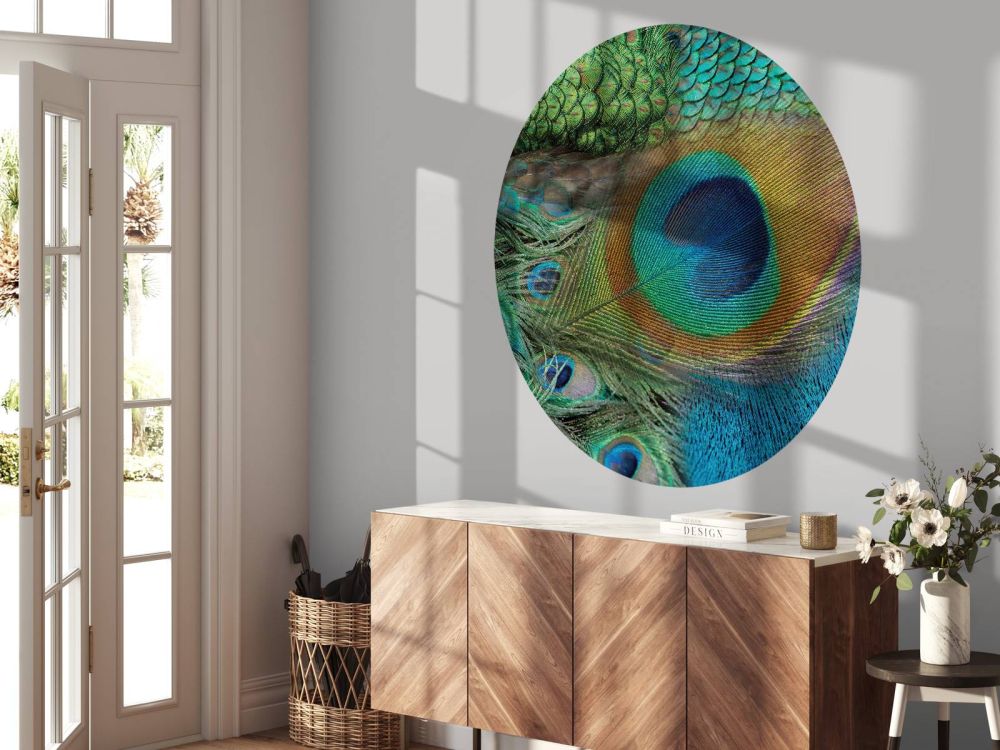 Pauwenveren op fotobehang
