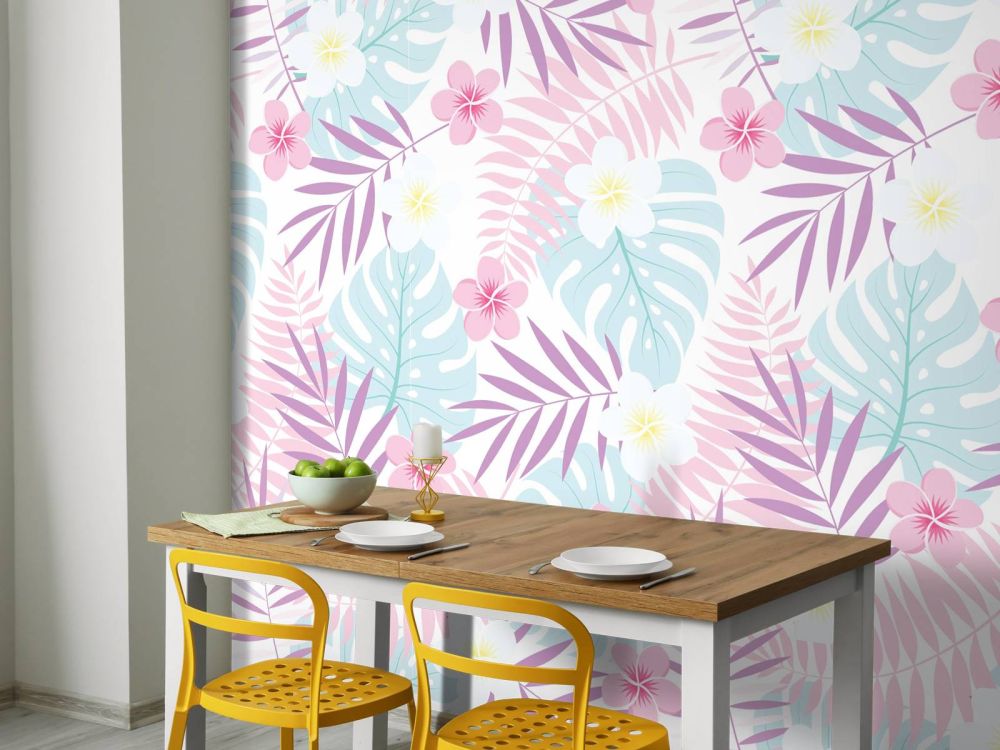 Pastel bloemen en bladeren