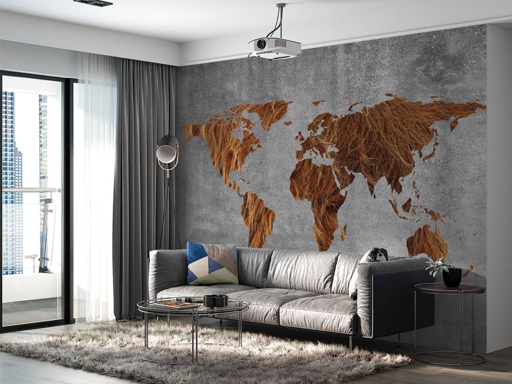 Wereldkaart met vacht structuur