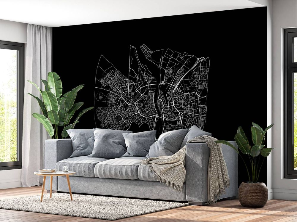 Plattegrond van Maastricht, zwart