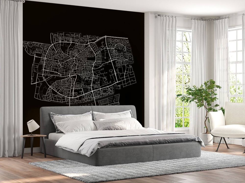 Plattegrond van Leeuwarden, zwart